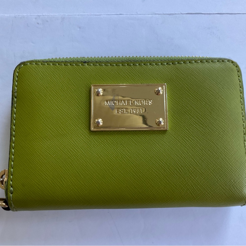 Michael Kors green wallet.